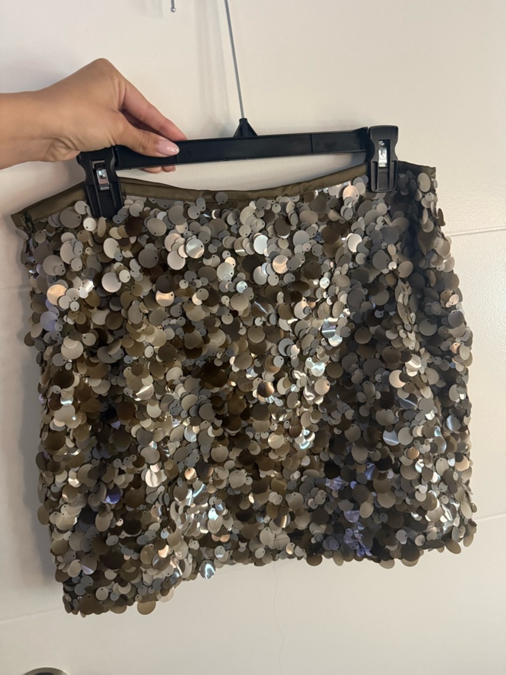 Zara Olive Sequin Mini Skirt